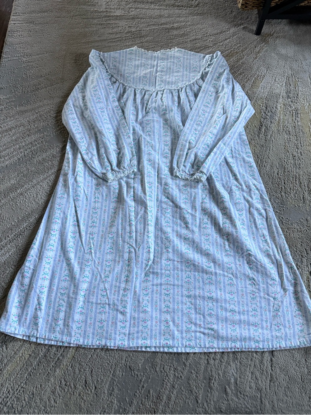 Lanz of Salisbury Floral hearts sleep dress midi long sleeve Pink blue large - Picture 7 of 7